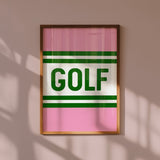 Golf Striped Green and Pink Art Print - Tejas Country Club