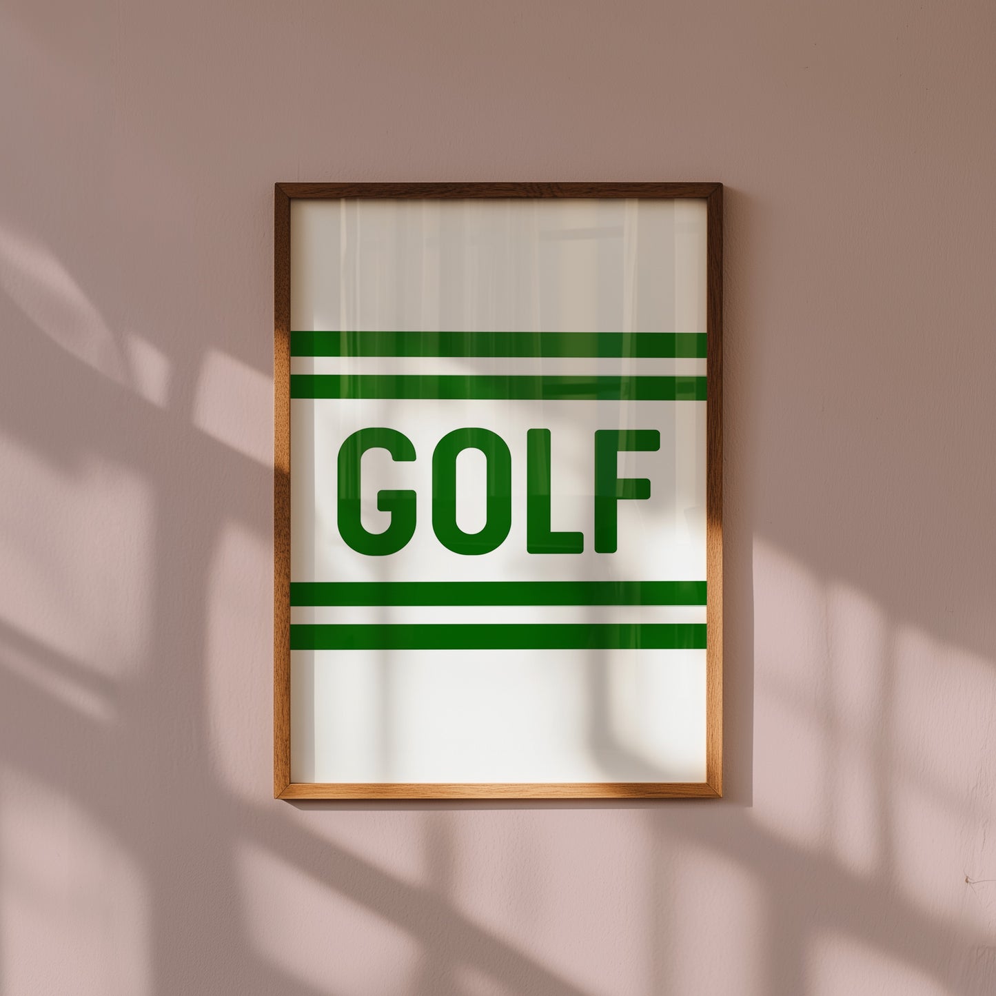 Golf Typography Striped White Art Print
