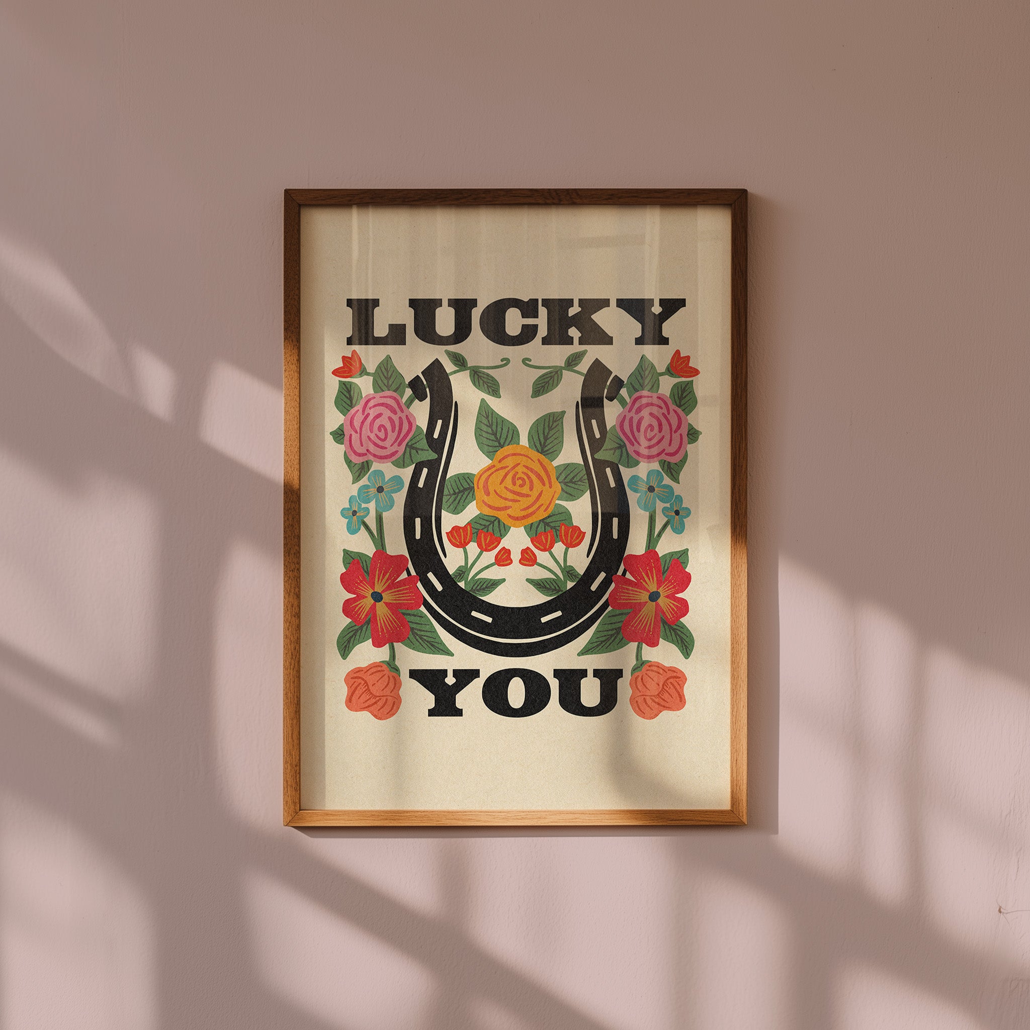 Lucky You Floral Horseshoe Art Print - Tejas Country Club