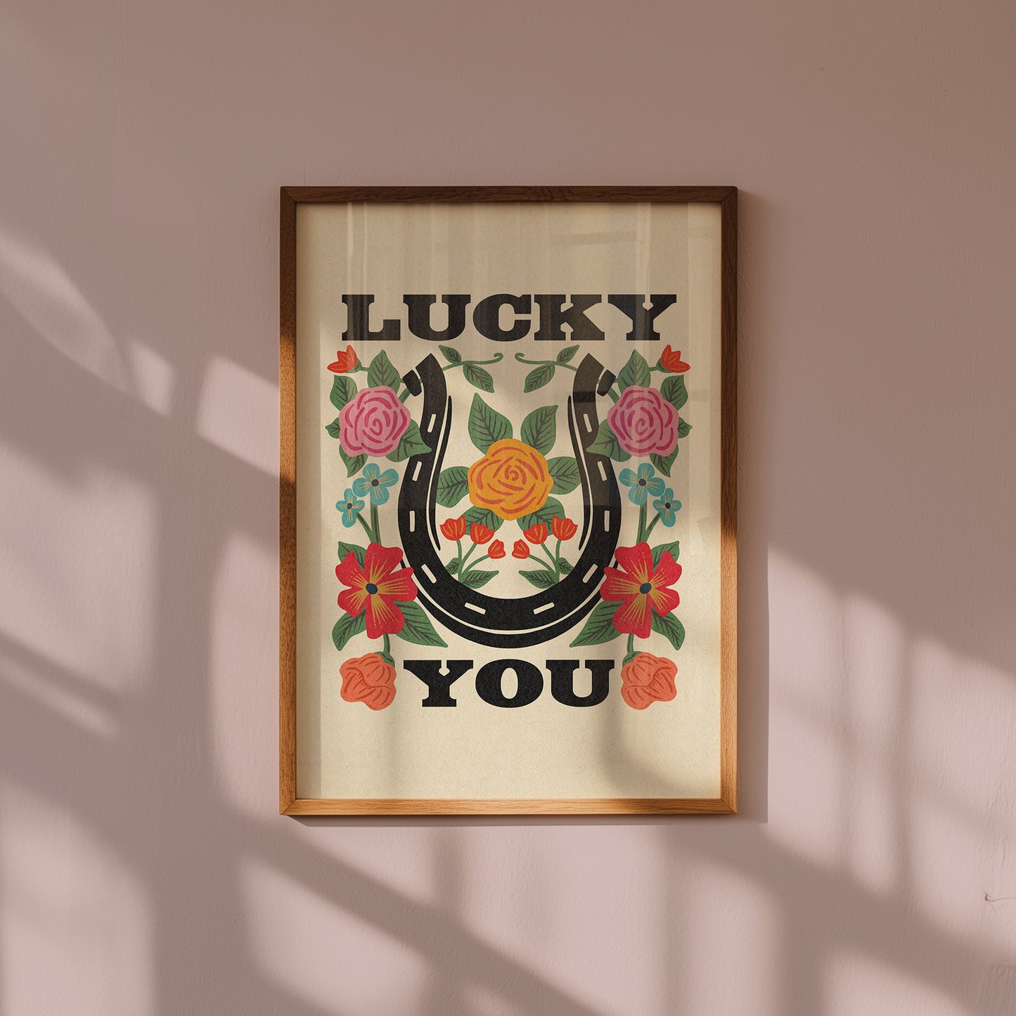 Lucky You Floral Horseshoe Art Print