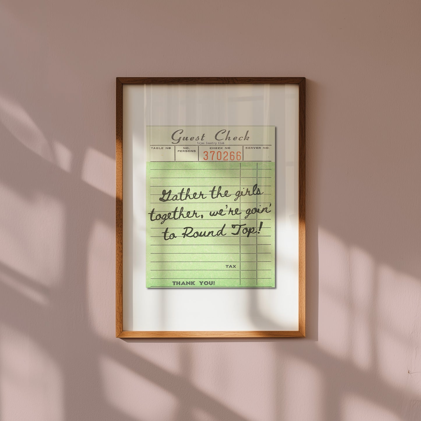 Girls Goin' To Round Top Guest Check Art Print