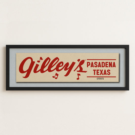 Framed Vintage Gilley's Bumper Sticker Art Print
