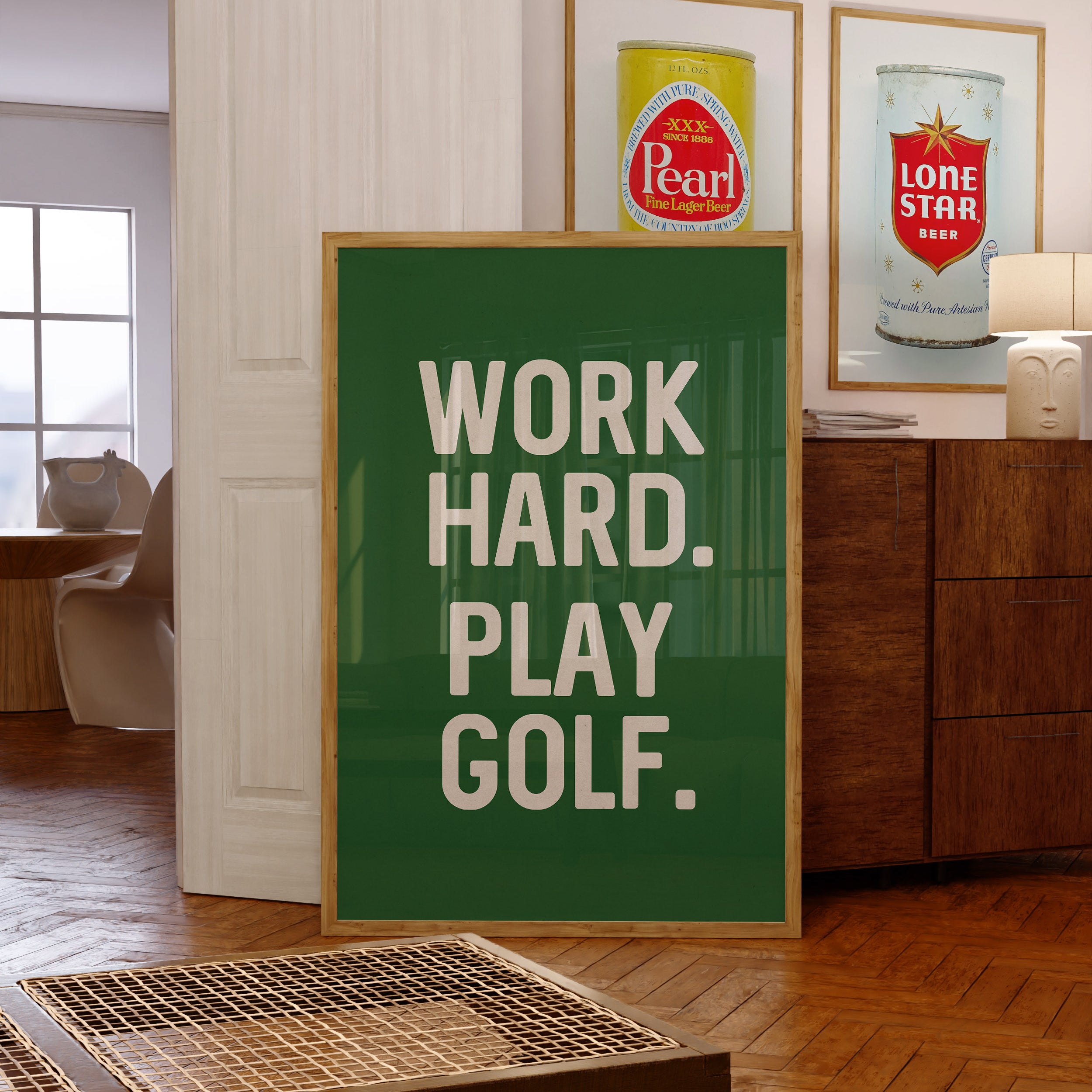 Work Hard. Play Golf Art Poster Print - Tejas Country Club