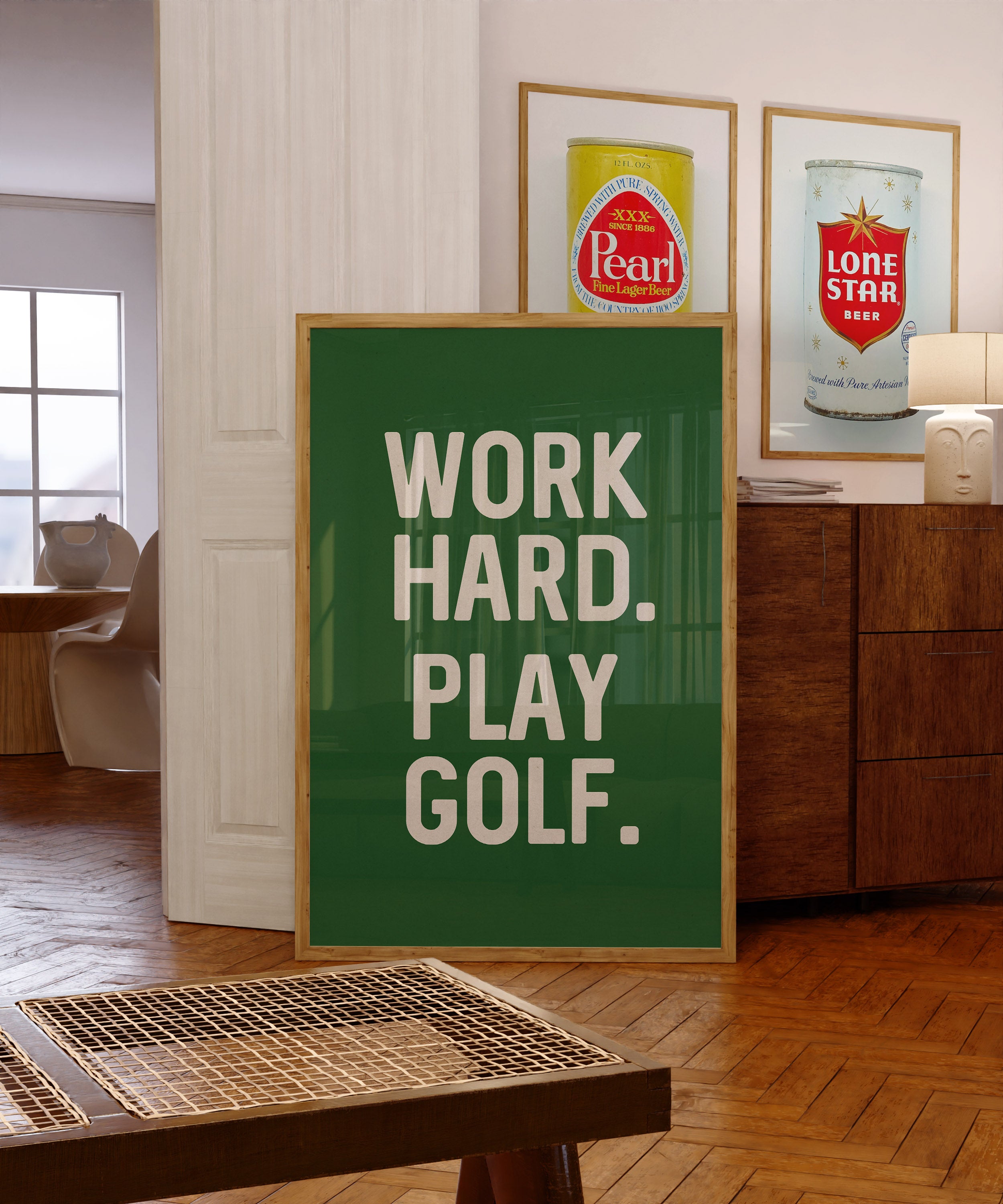 Work Hard. Play Golf Art Poster Print - Tejas Country Club