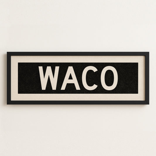Framed Waco Bus Scroll Sign