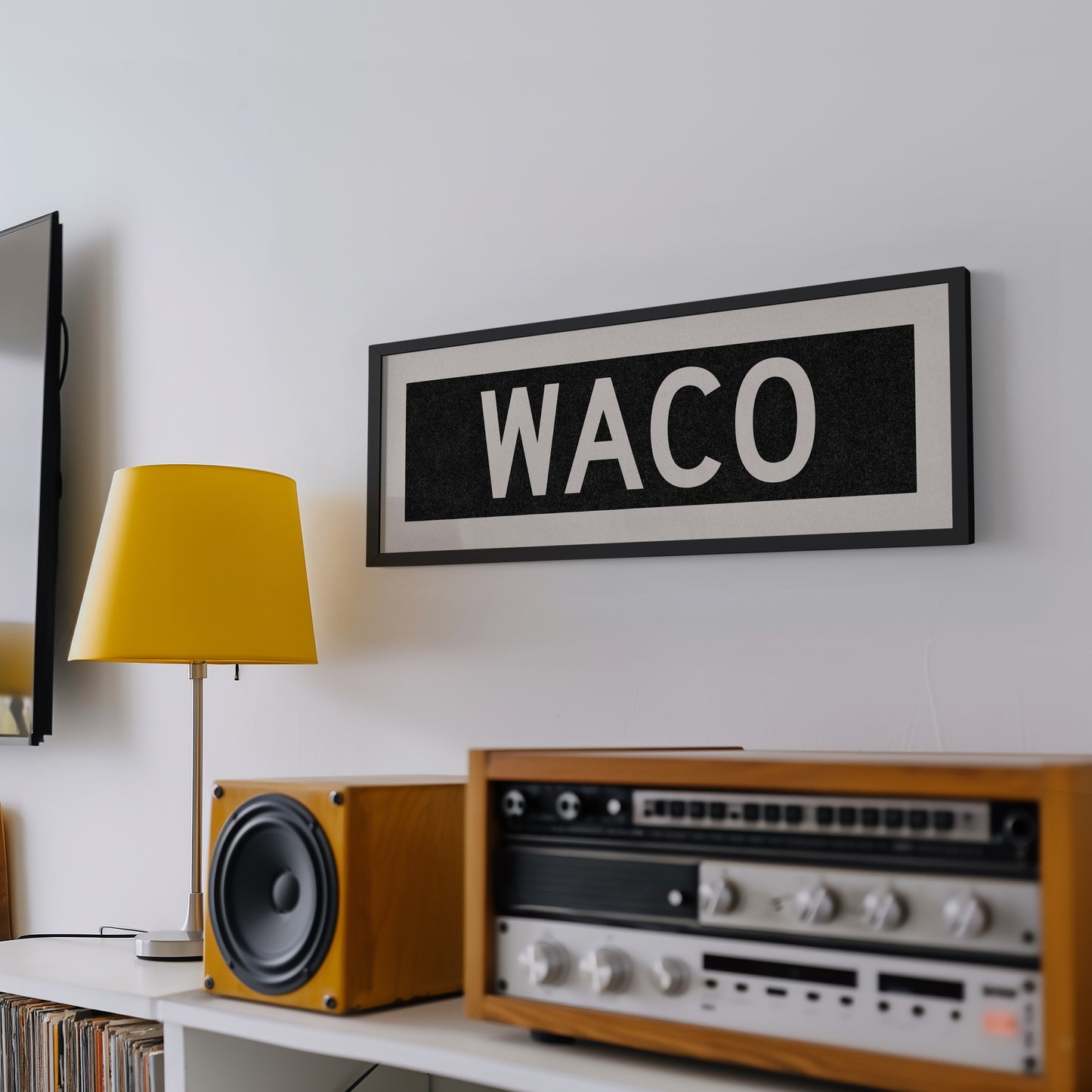 Framed Waco Bus Scroll Sign