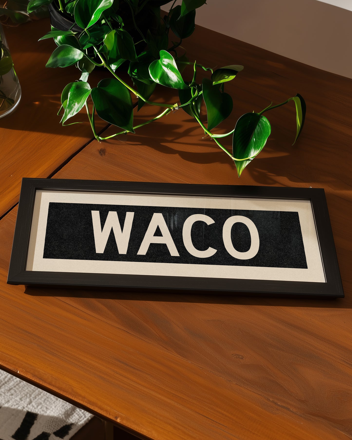 Framed Waco Bus Scroll Sign