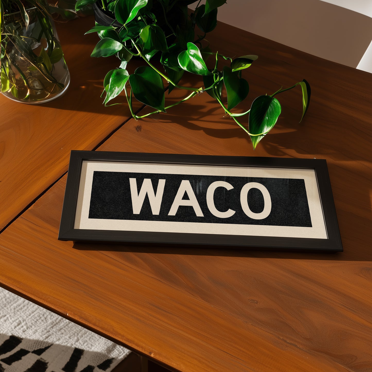 Framed Waco Bus Scroll Sign