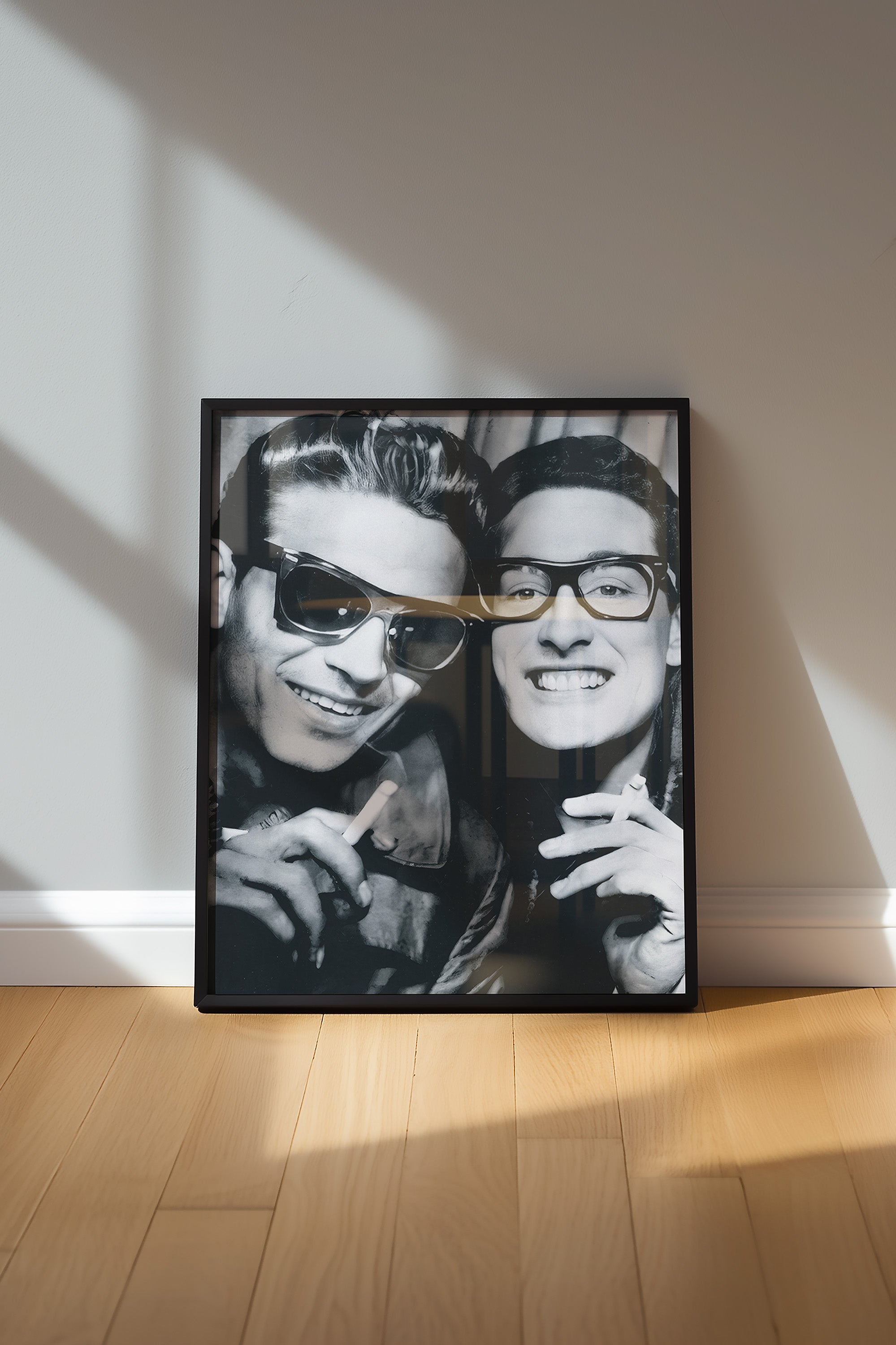 Framed Waylon Jennings and Buddy Holly Photo Booth Print - Tejas Country Club