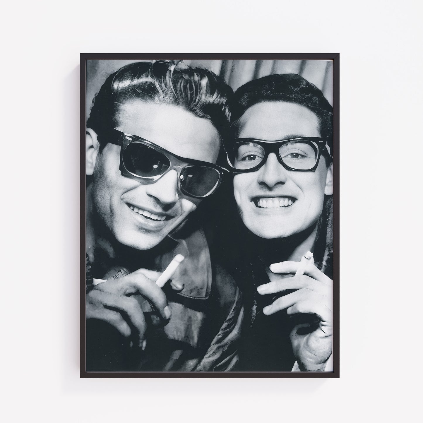 Framed Waylon Jennings and Buddy Holly Photo Booth Print