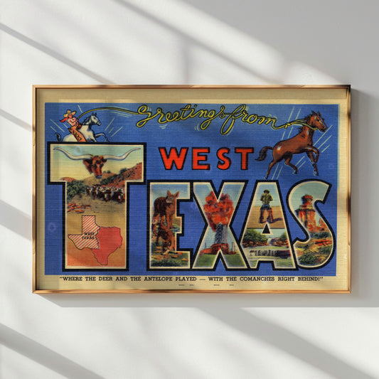 West Texas Vintage Postcard Print