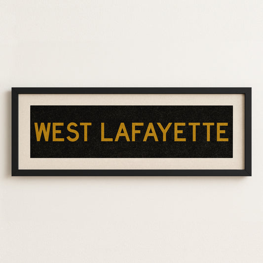 Framed West Lafayette Black and Gold Bus Scroll - Tejas Country Club