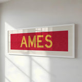 Framed Ames Red and Gold Bus Scroll - Tejas Country Club