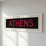 Framed Athens Red and Black Bus Scroll - Tejas Country Club