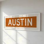 Framed Austin Orange Bus Scroll - Tejas Country Club