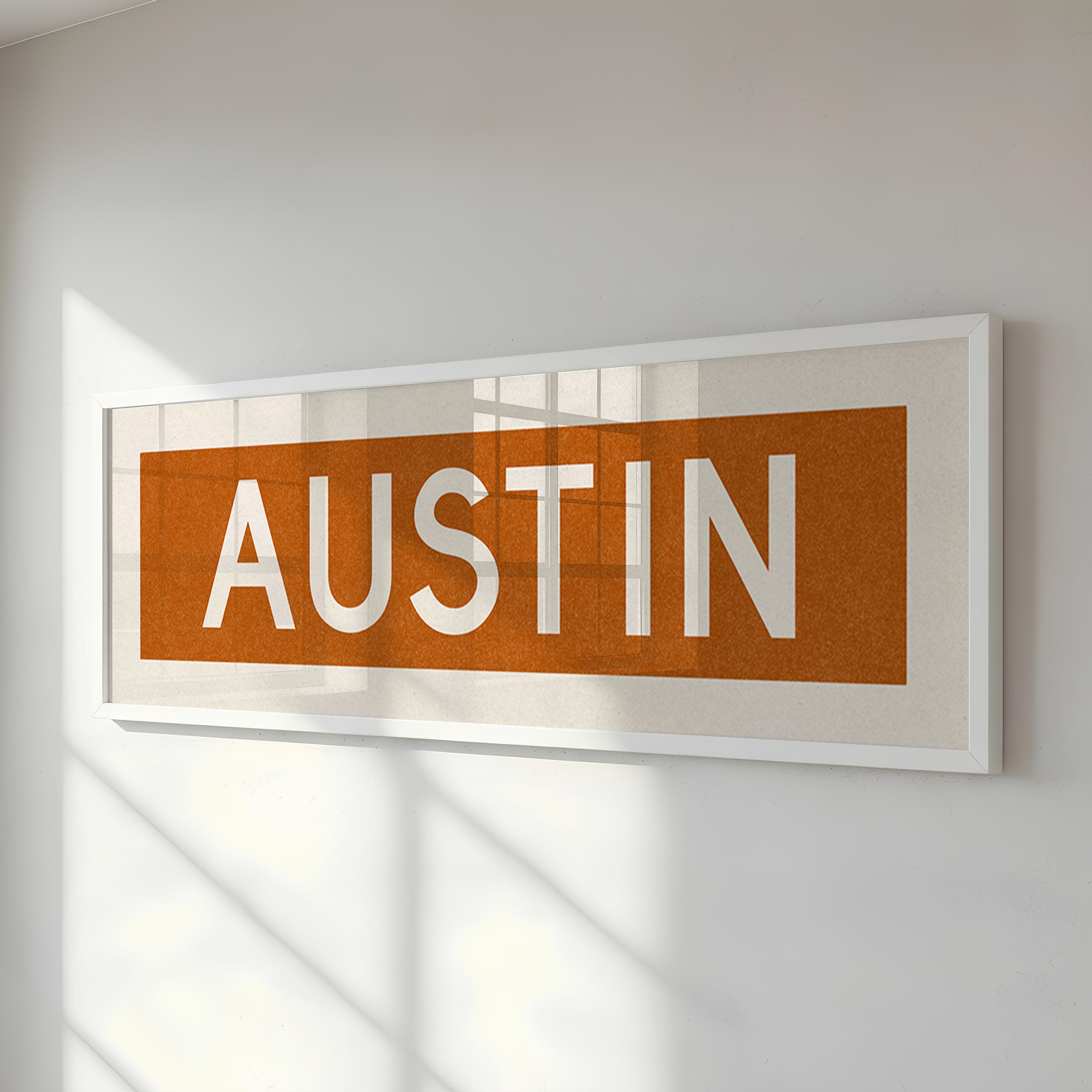 Framed Austin Orange Bus Scroll - Tejas Country Club