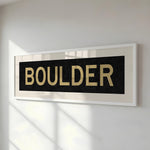 Framed Boulder Black and Gold Bus Scroll - Tejas Country Club