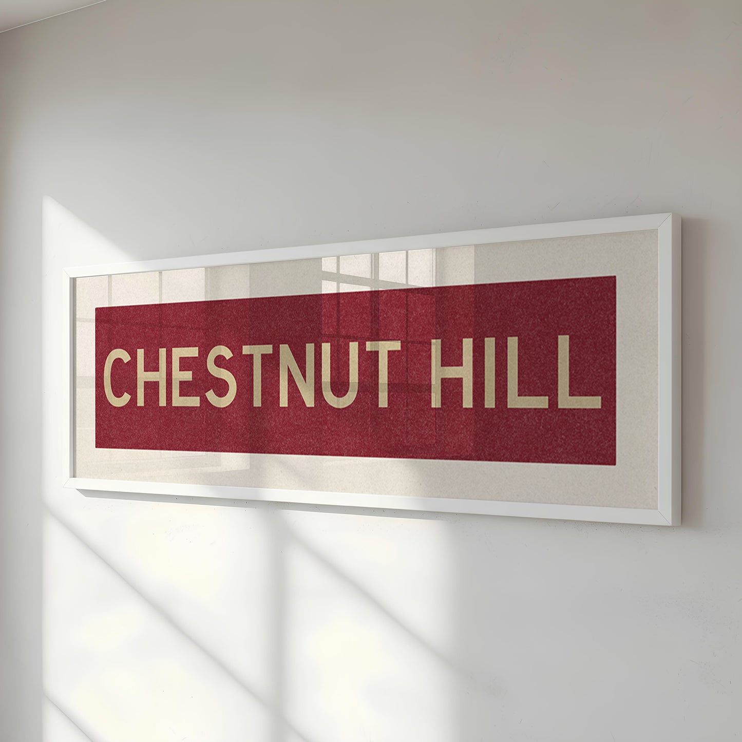 Framed Chestnut Hill Cardinal and Gold Bus Scroll