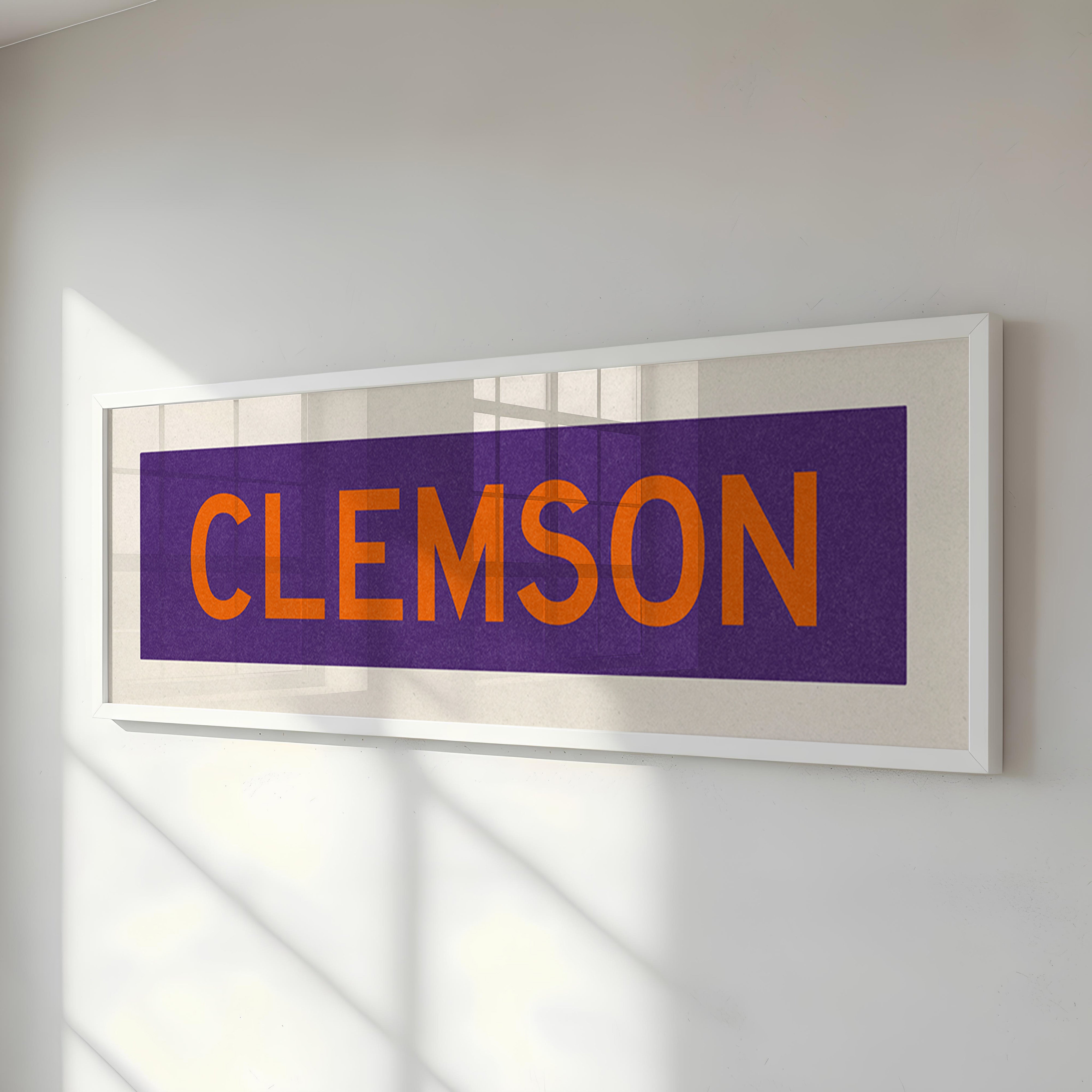 Framed Clemson Purple and Orange Bus Scroll - Tejas Country Club