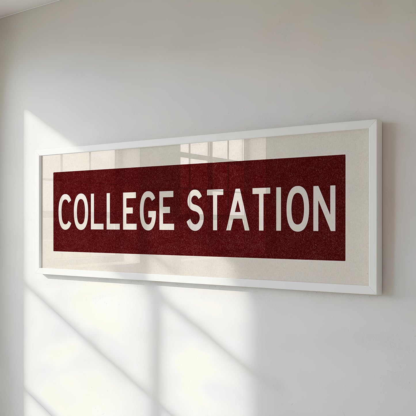 Framed College Station Maroon Bus Scroll