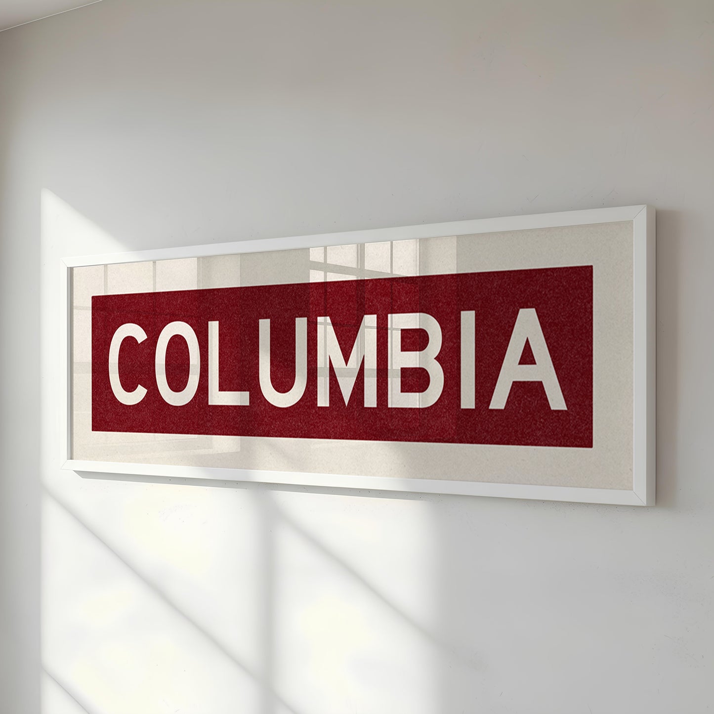 Framed Columbia Scarlet Bus Scroll