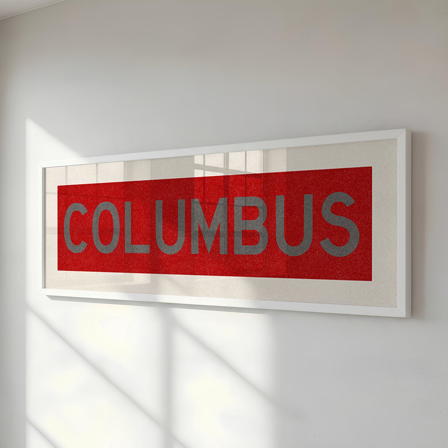 Framed Columbus Red Bus Scroll