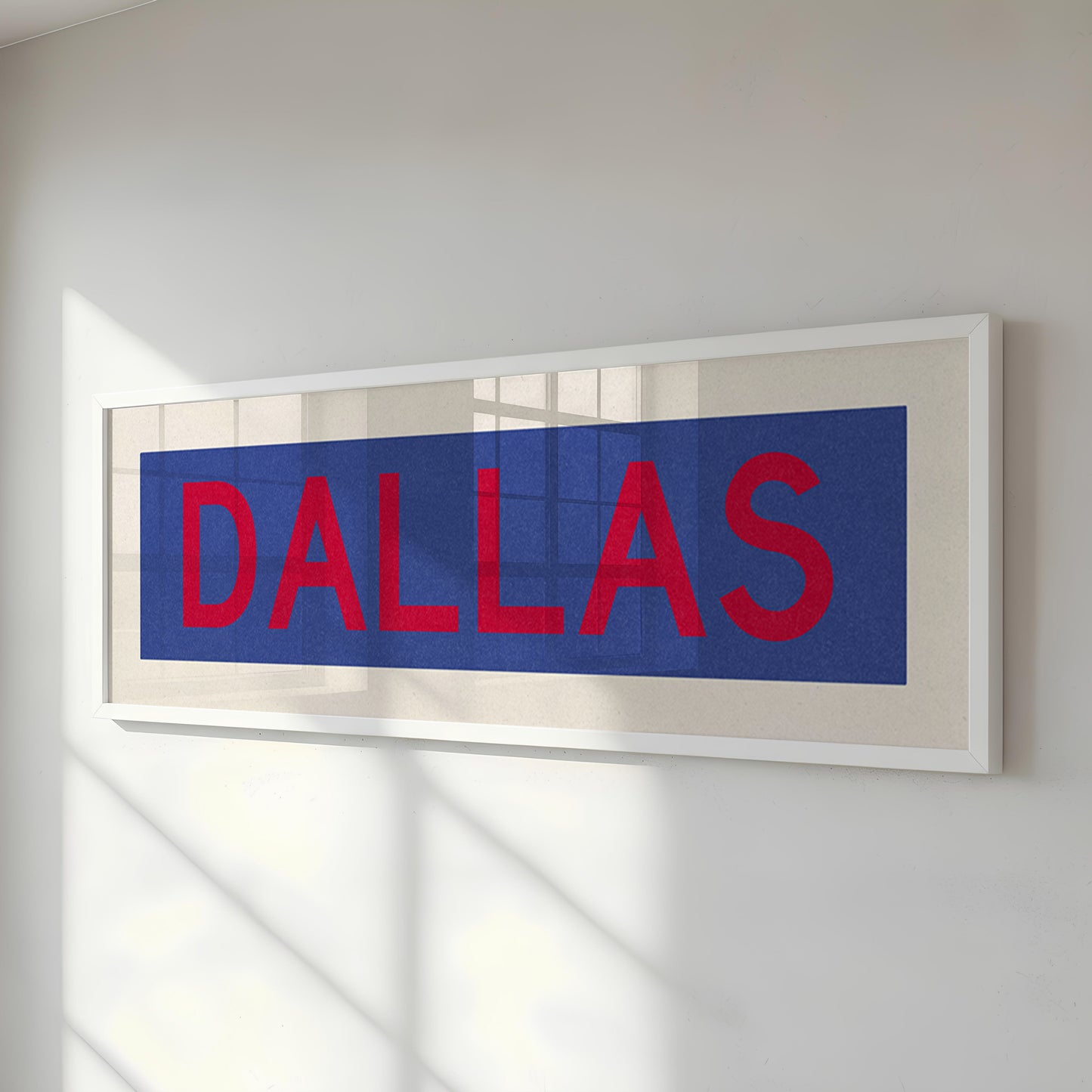 Framed Dallas Blue and Red Bus Scroll