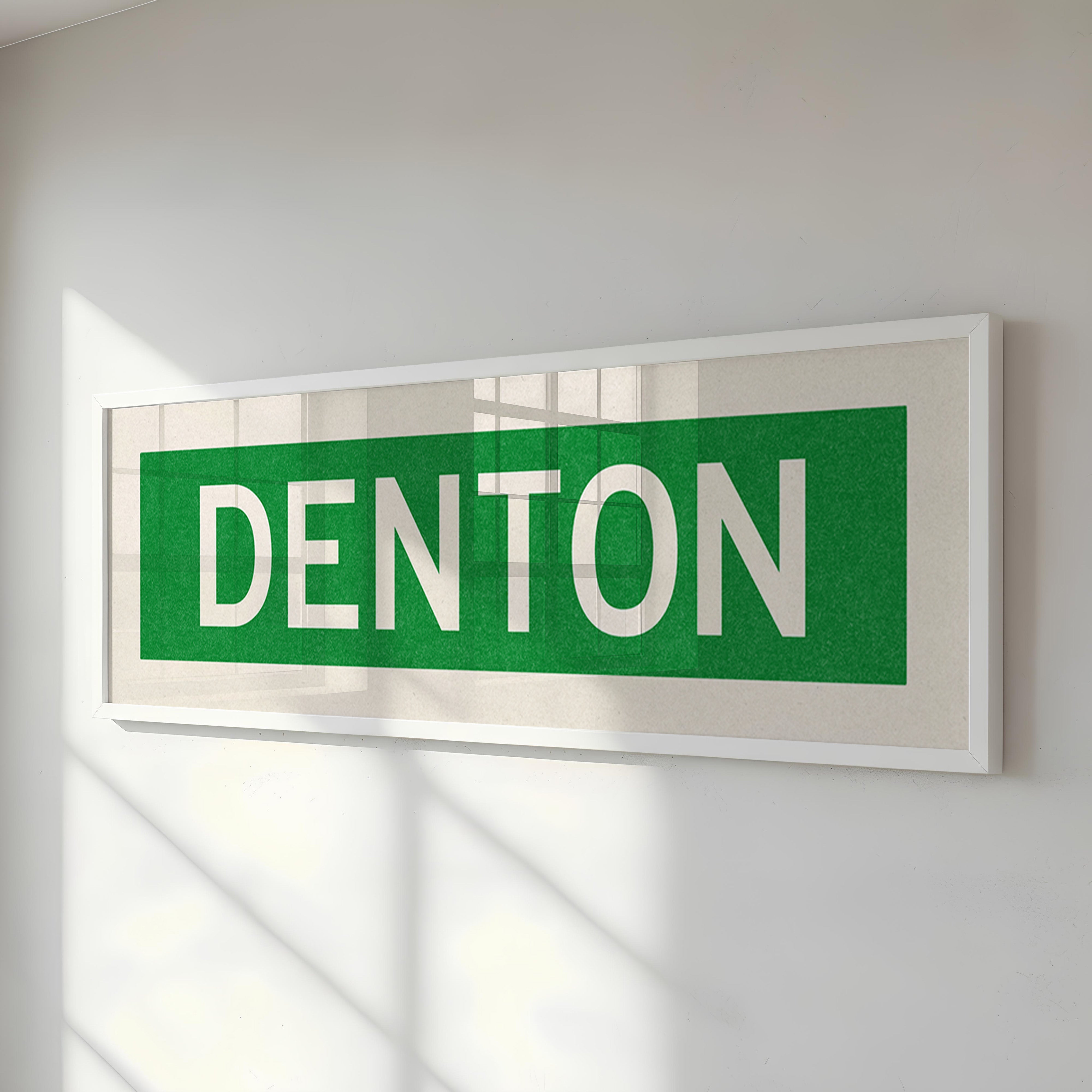 Framed Denton Green and White Bus Scroll - Tejas Country Club