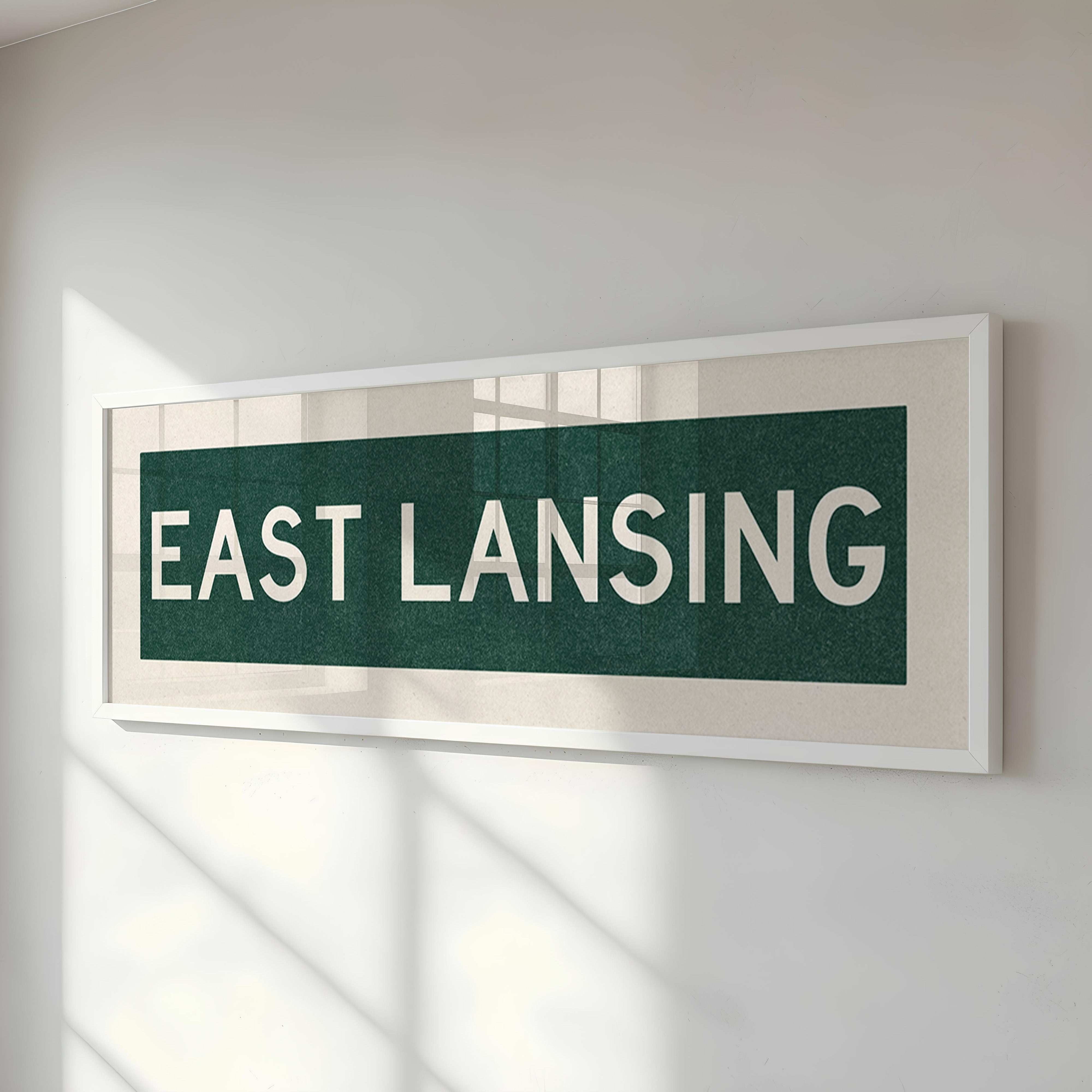 Framed East Lansing Green Bus Scroll - Tejas Country Club
