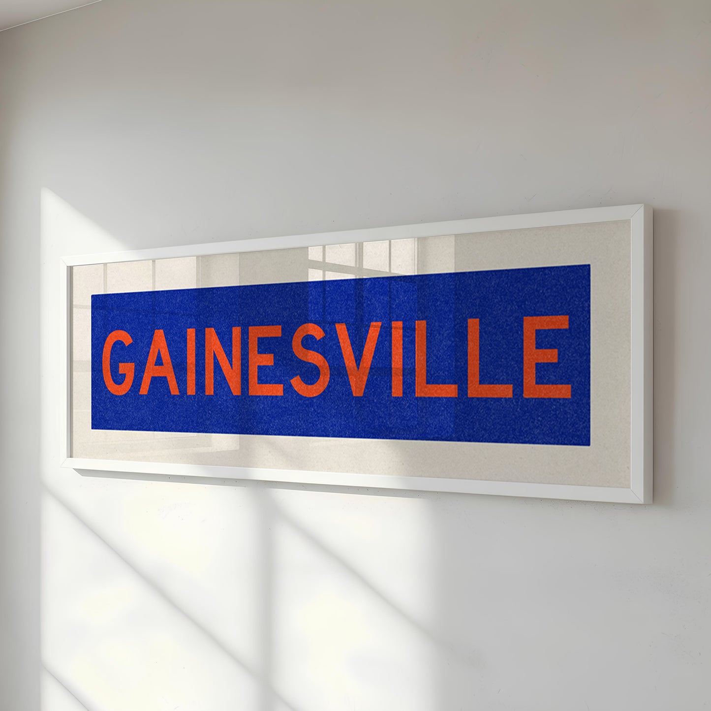 Framed Gainesville Blue Bus Scroll