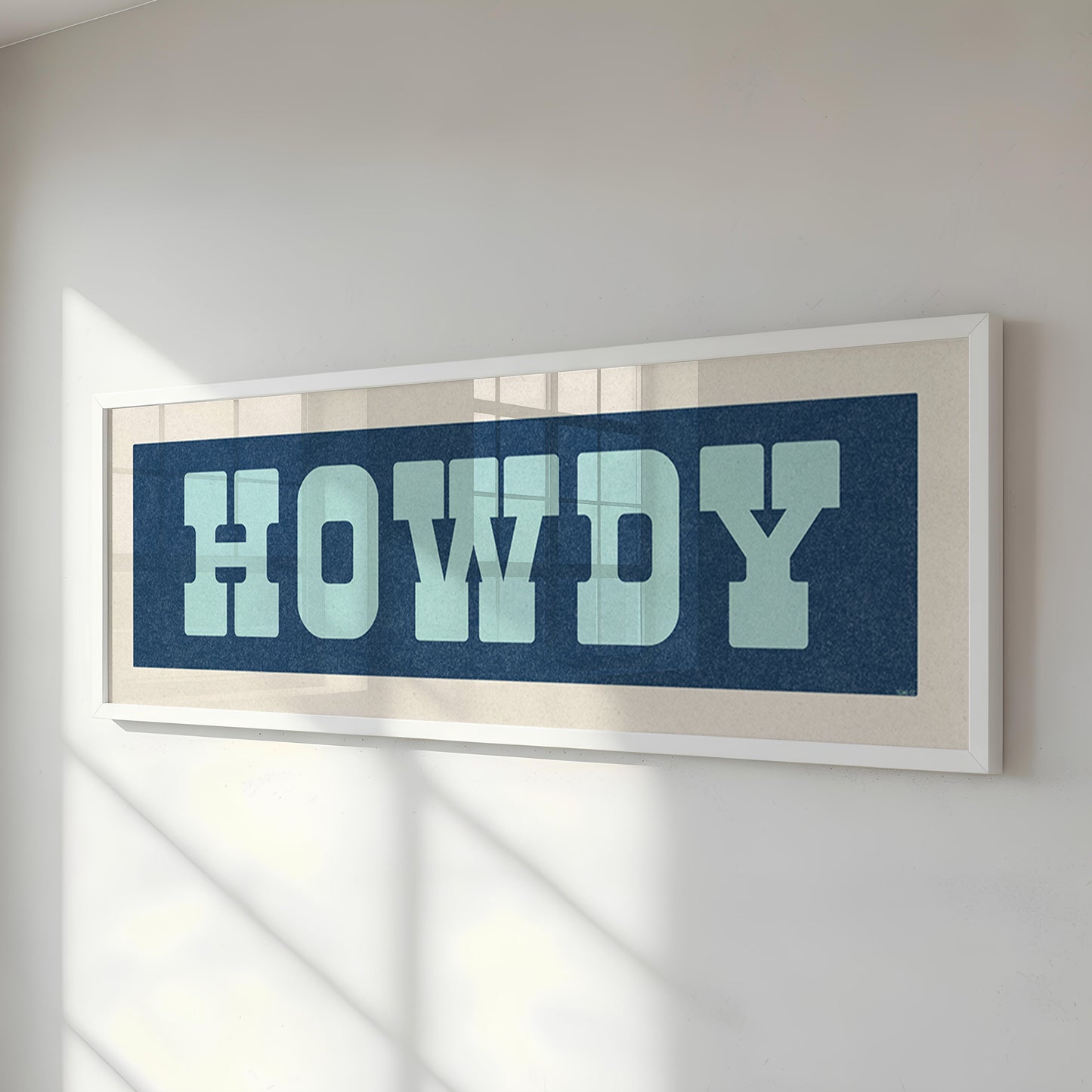 Framed HOWDY Sign Blue & Aqua Art Print