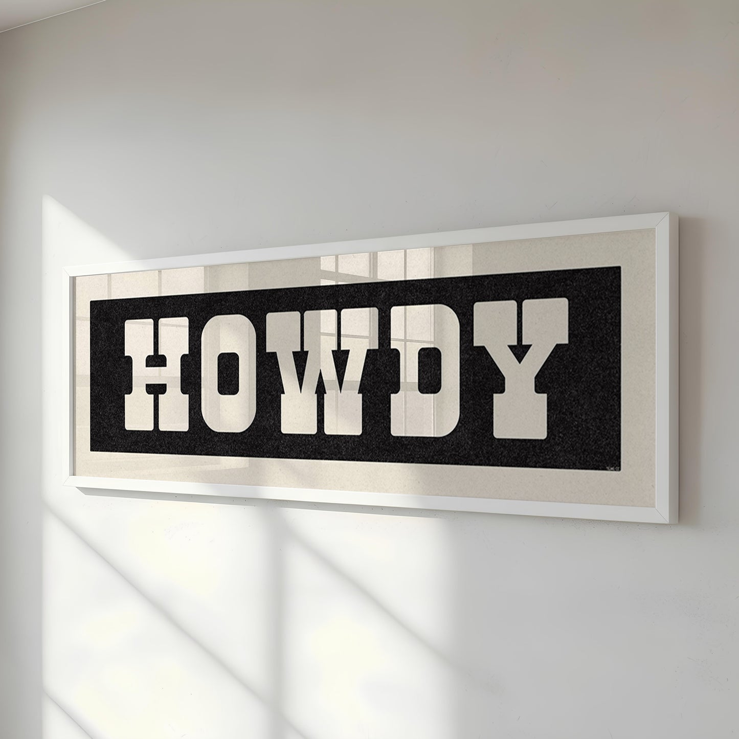 Framed HOWDY Sign Black & White Art Print