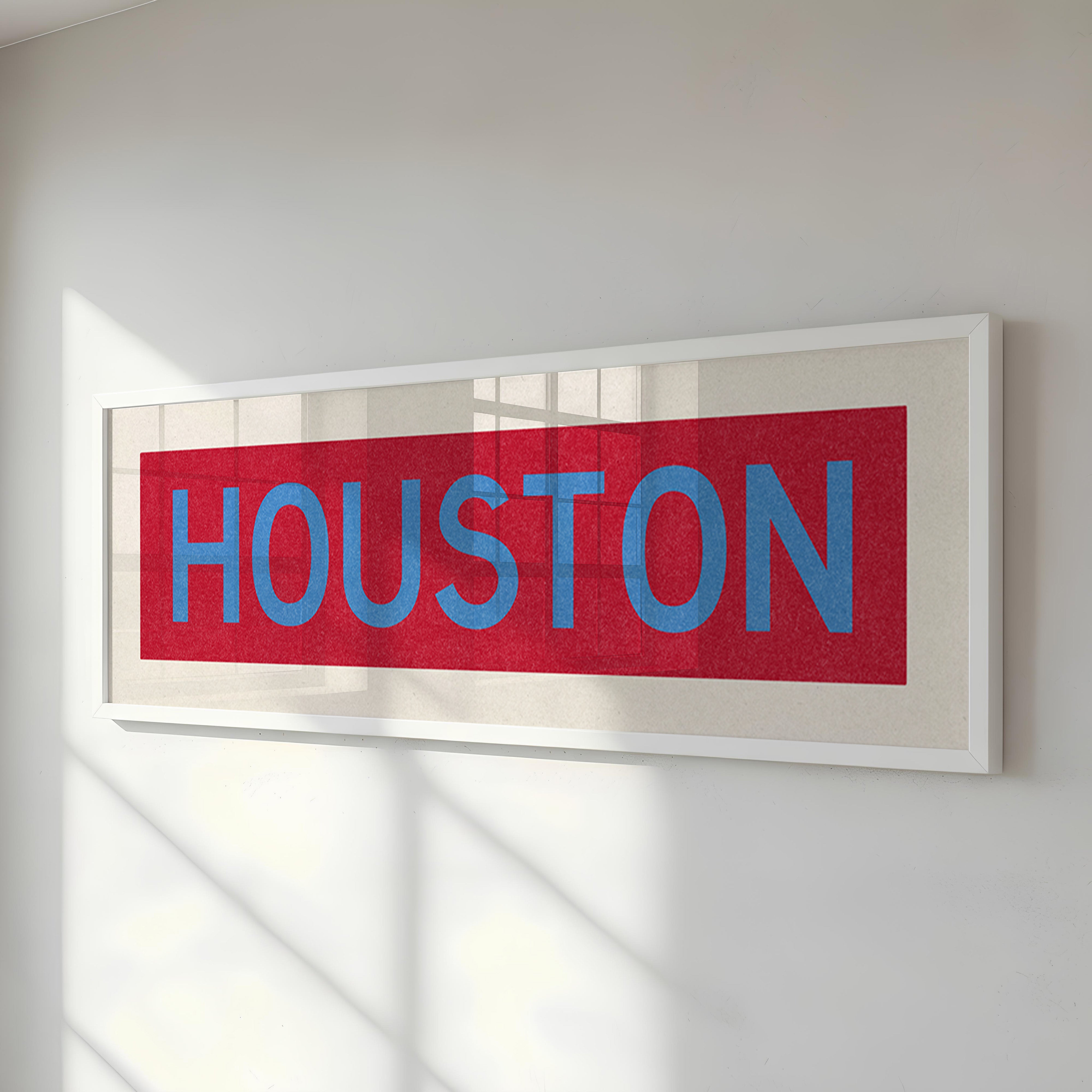Framed Houston Baby Blue Bus Scroll - Tejas Country Club