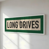 Framed Long Drives Golf Art Scroll Sign - Tejas Country Club
