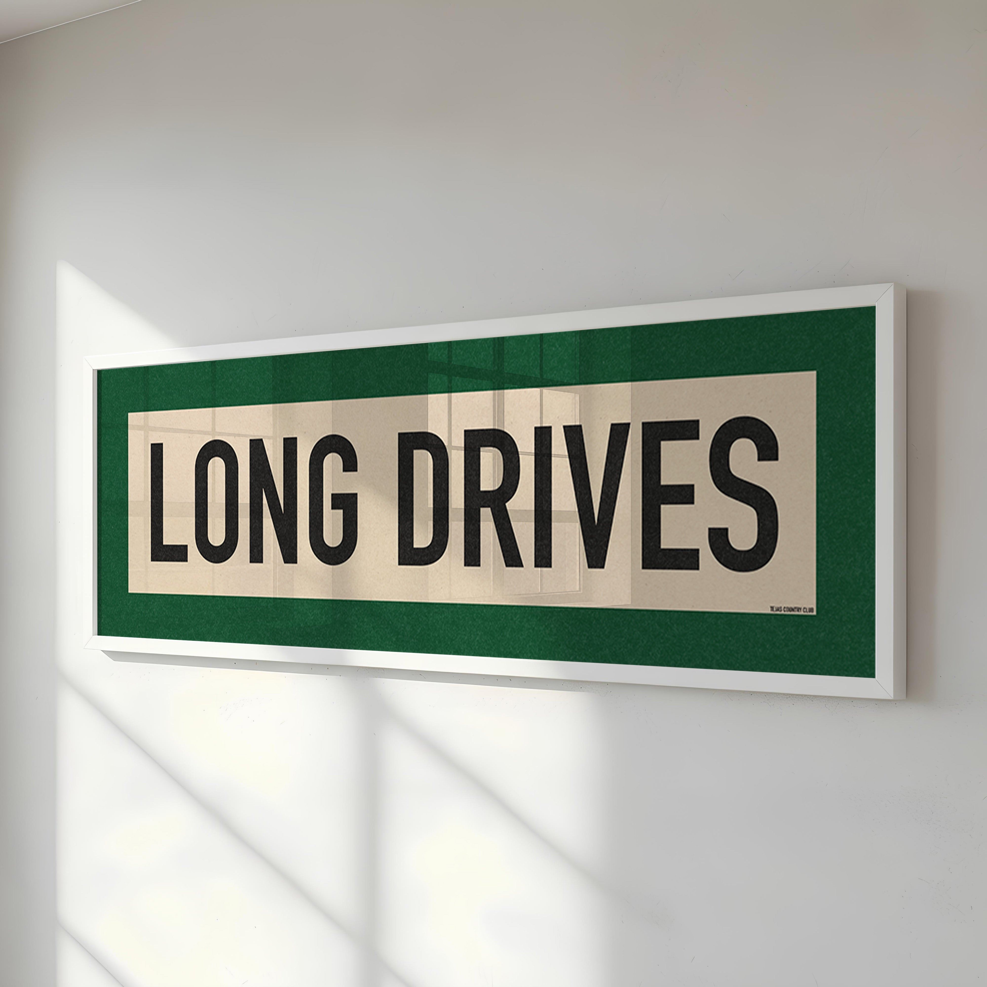Framed Long Drives Golf Art Scroll Sign - Tejas Country Club