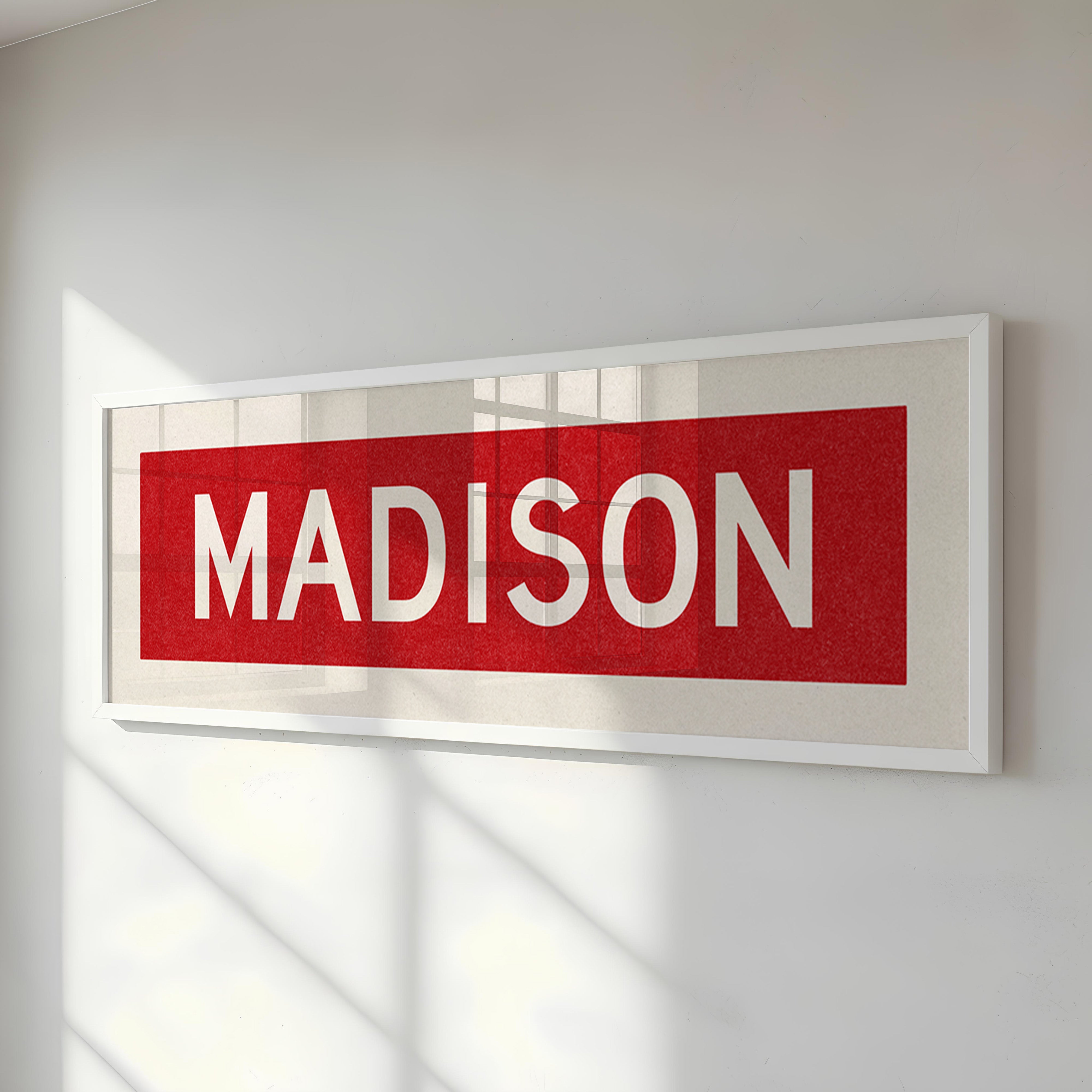 Framed Madison Red Bus Scroll - Tejas Country Club