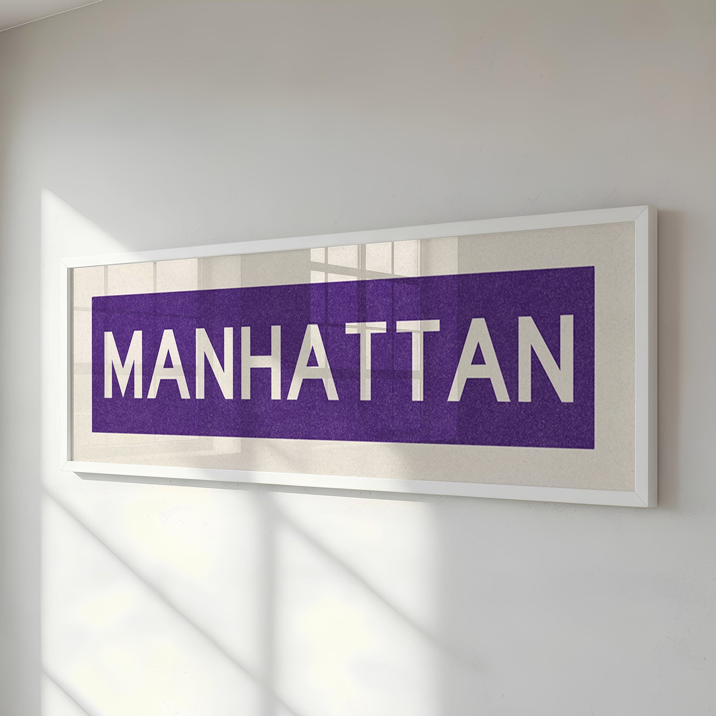 Framed Manhattan Purple Bus Scroll
