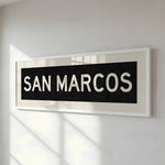 Framed San Marcos Texas Bus Scroll - Tejas Country Club
