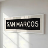 Framed San Marcos Texas Bus Scroll - Tejas Country Club