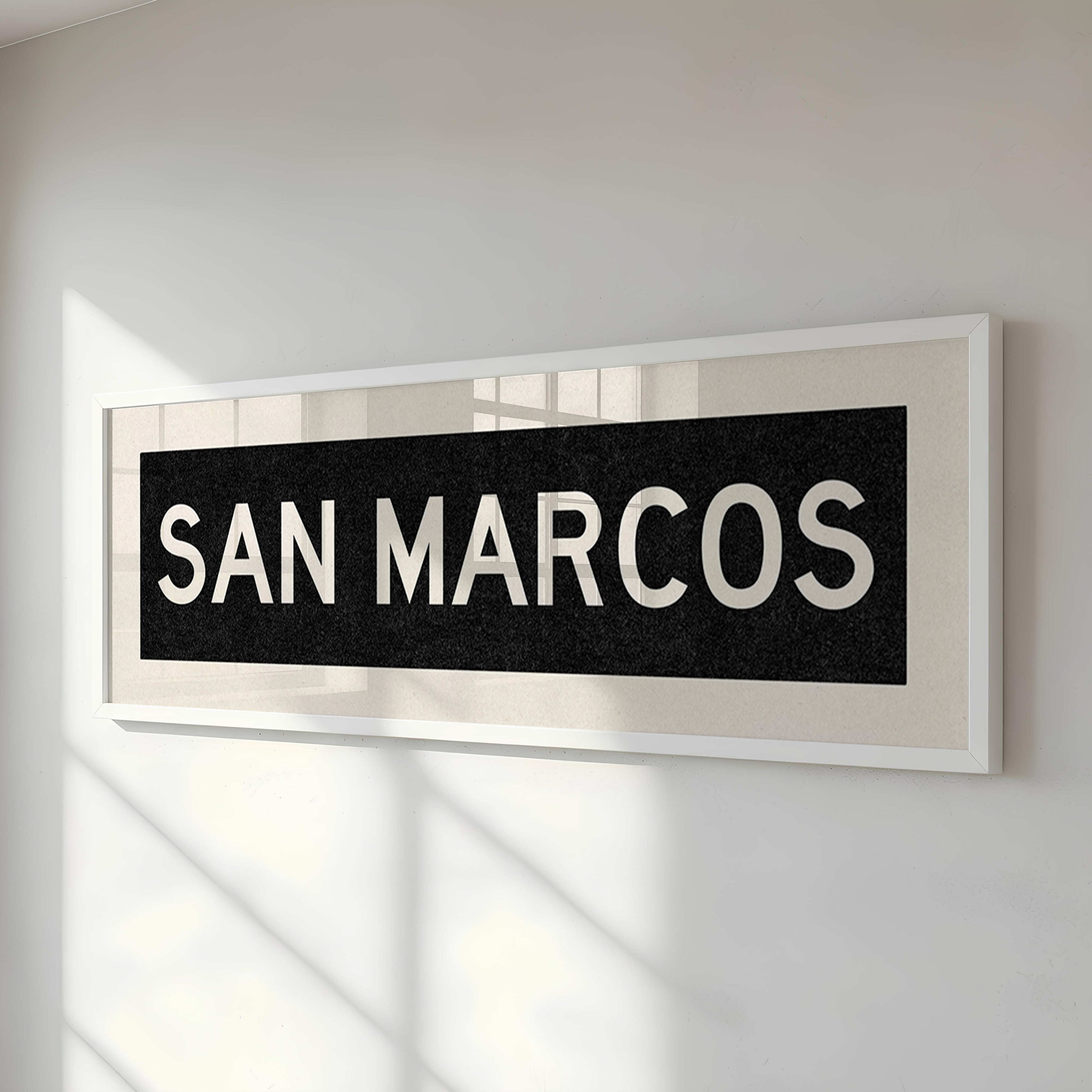Framed San Marcos Texas Bus Scroll - Tejas Country Club