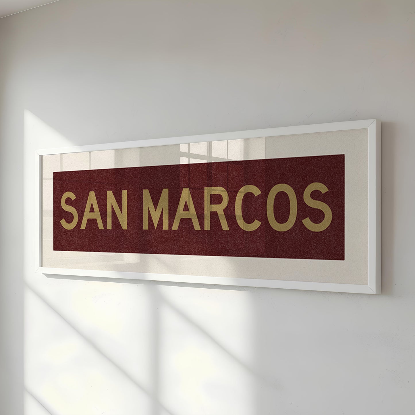 Framed San Marcos Maroon and Gold Bus Scroll