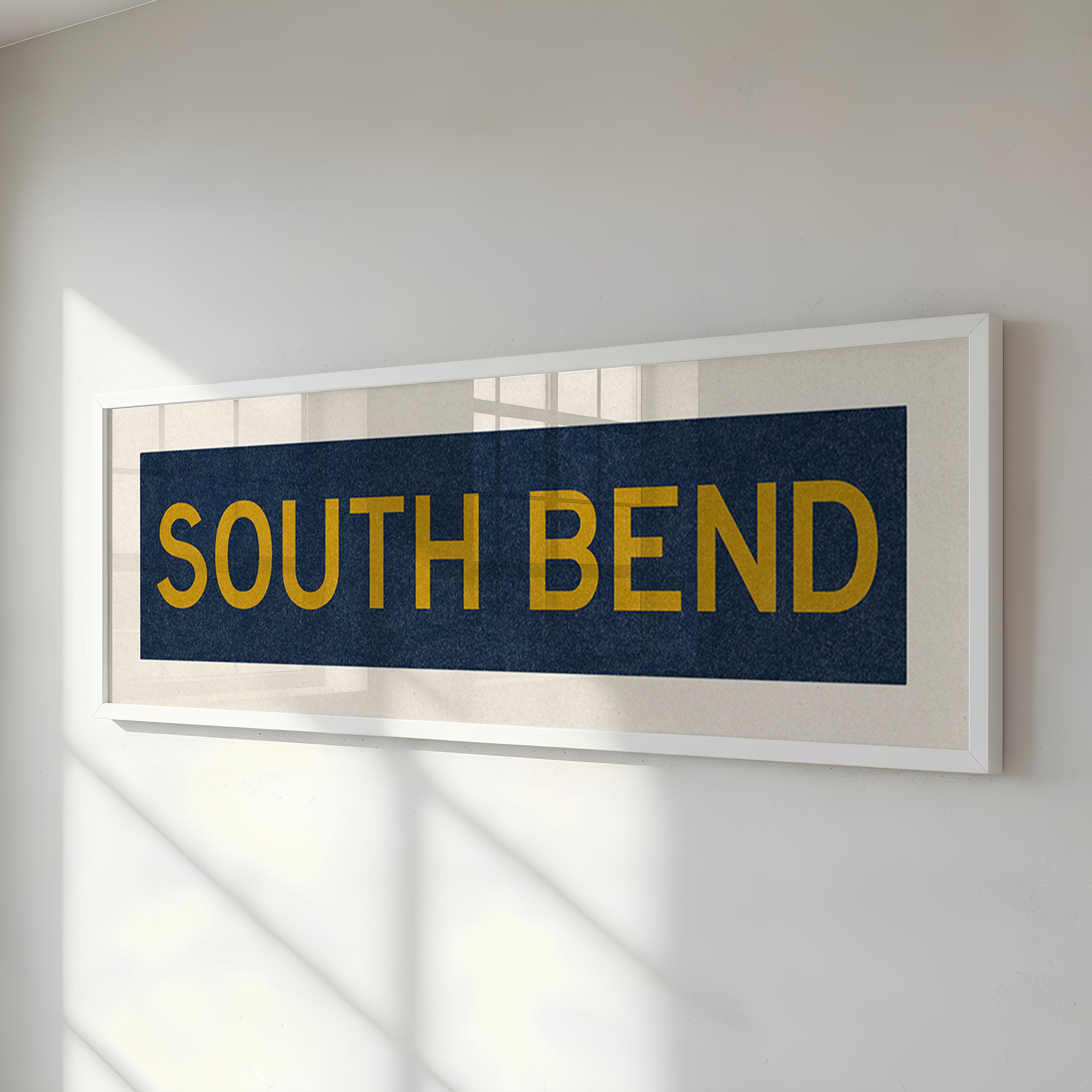 Framed South Bend Navy and Gold Bus Scroll - Tejas Country Club