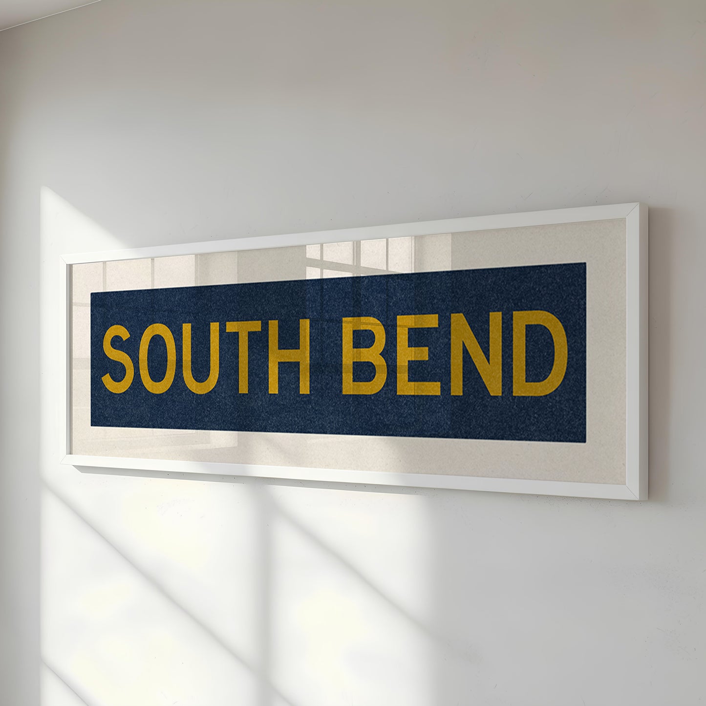 Framed South Bend Navy and Gold Bus Scroll