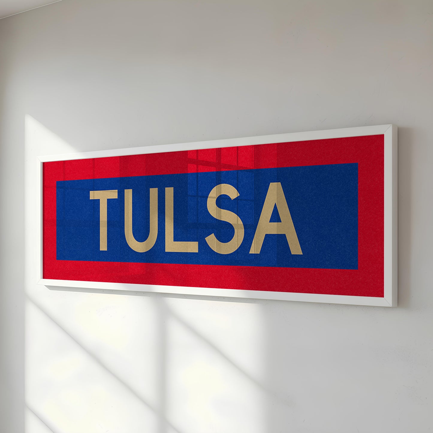Framed Tulsa Red Blue and Gold Bus Scroll - Tejas Country Club