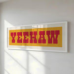 Framed YEEHAW Sign Gold & Red Art Print - Tejas Country Club