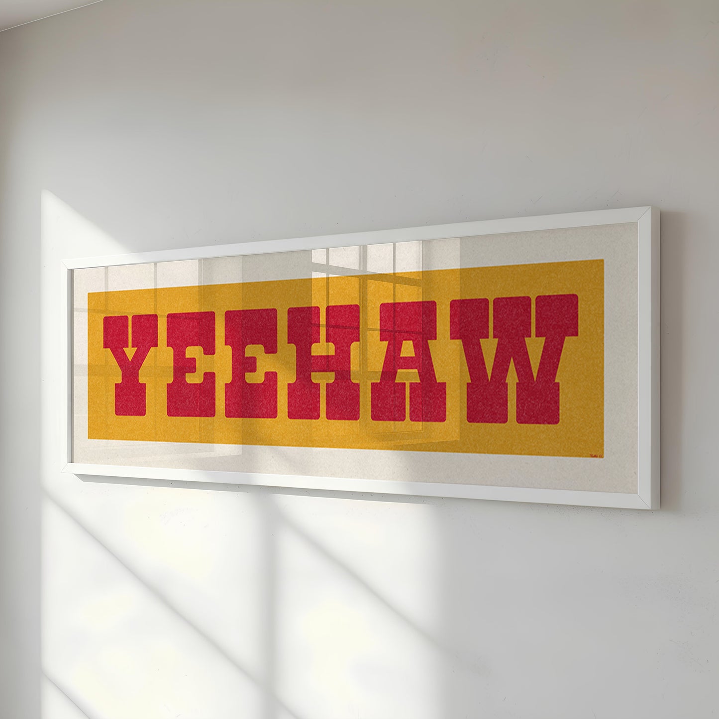 Framed YEEHAW Sign Gold & Red Art Print