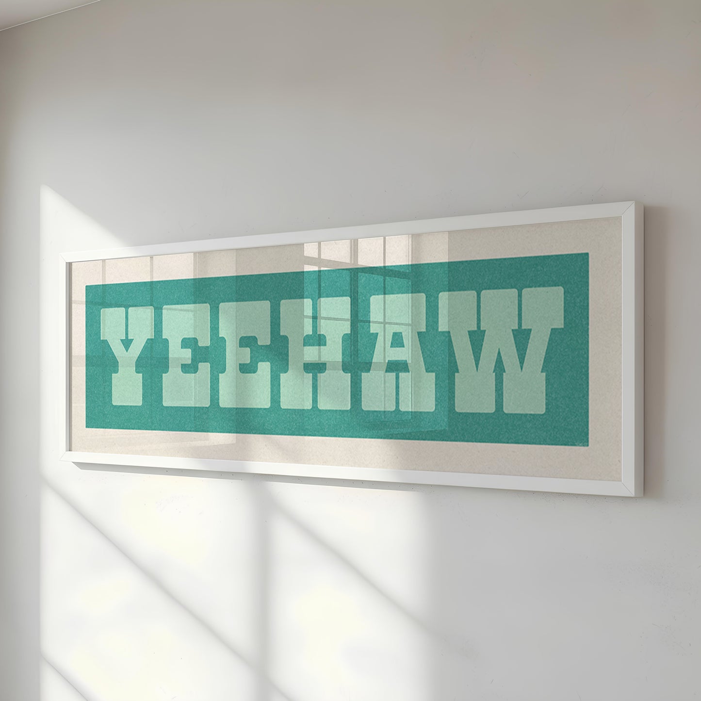 Framed YEEHAW Sign Turquoise & Mint Art Print