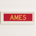 Framed Ames Red and Gold Bus Scroll - Tejas Country Club