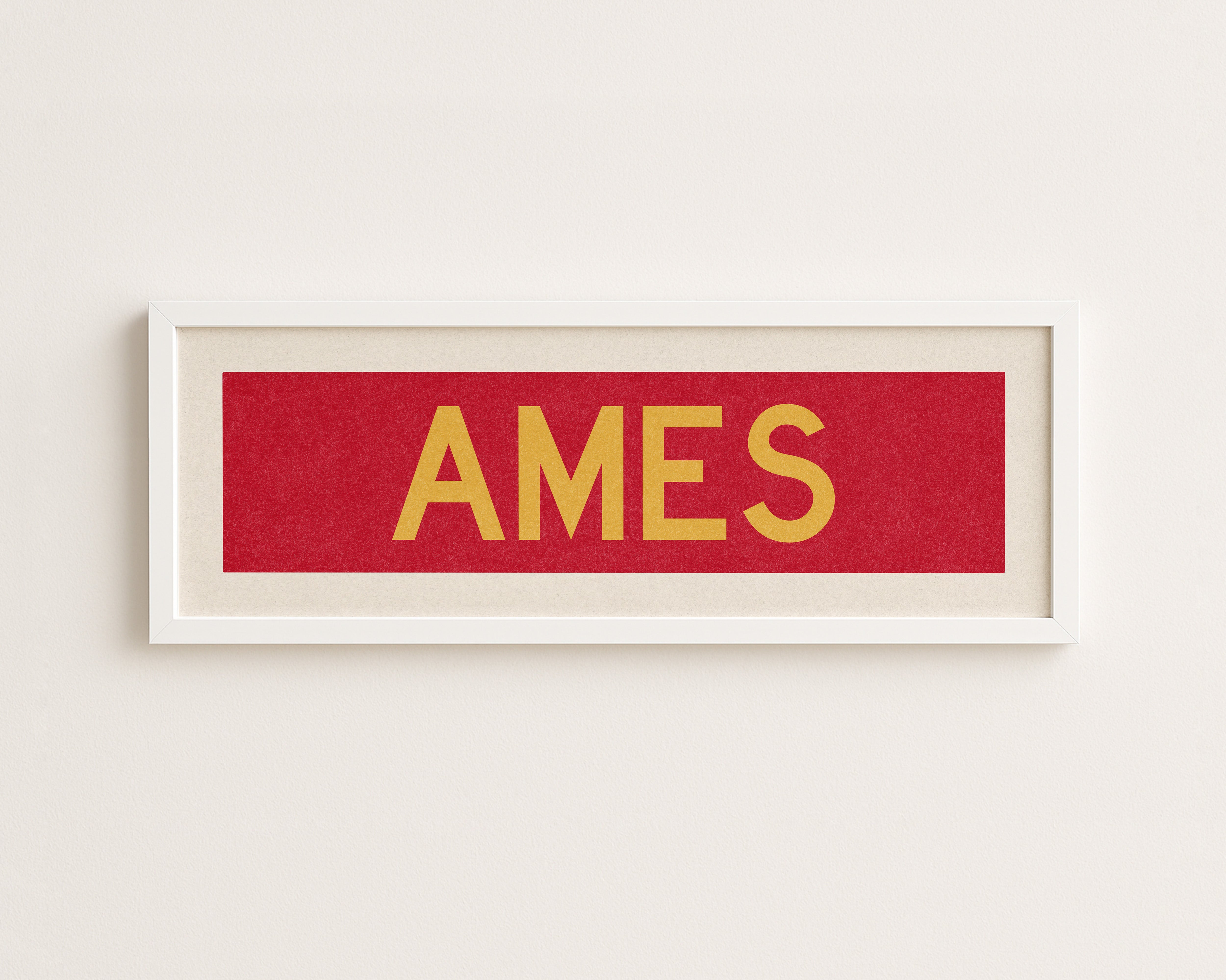 Framed Ames Red and Gold Bus Scroll - Tejas Country Club