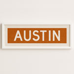 Framed Austin Orange Bus Scroll - Tejas Country Club